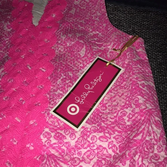 SOLD π€NWT TARGET LILLY PULITZER 2015 NEON PINK SHIFT DRESS SIZE L 10-12π€ - Picture 5 of 16